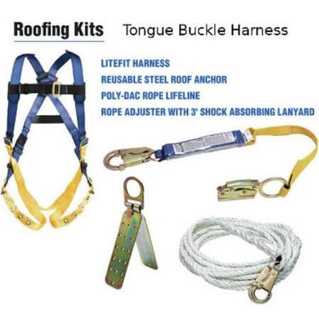Werner K112201 Roofing Kit, 50-Foot Deluxe, Tongue Buckle Harness, 1Per Pack K112201